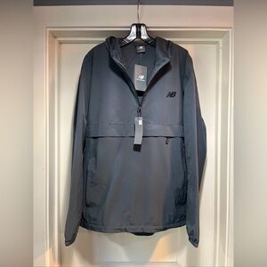 New Balance Wind Jacket Half Zip Mesh Lined Hood Large Gray Water Resistant New
